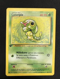 Pokemon Caterpie 45/102 Set Base Prima Edizione Wizards ITA Carte Vintage - Image 1