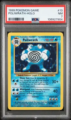 1999 Pokemon Game 13/102 - Poliwrath-Holo PSA 7 - Image 1