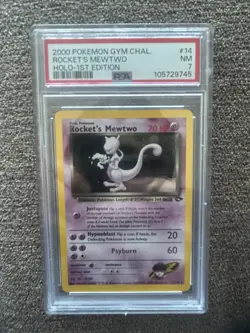 2000 Pokemon Gym Challengers Rockets MewTwo HOLO-1st Edition PSA 7 - Image 1