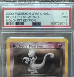 2000 Pokemon Gym Challengers Rockets MewTwo HOLO-1st Edition PSA 7 - Image 3