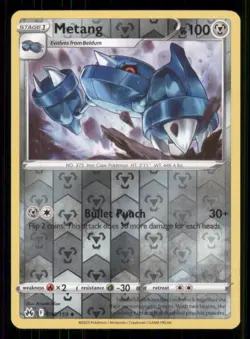 Metang Crown Zenith #090/159 Uncommon Reverse Holo Pokemon LP - Image 1