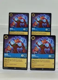 Disney Lorcana Basil - Practiced Detective 153/204 Shimmering Skies 4 Cards - Image 1