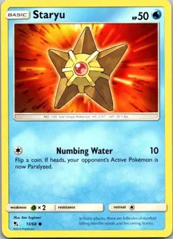 Pokemon Hidden Fates Staryu Common Card 13/68 NM - Image 1