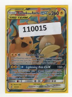 (110015) RAICHU & ALOLAN RAICHU GX 54/236 Pokemon Sun Moon Unified Minds Card - Image 1