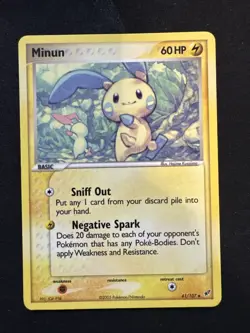 Pokemon Minun 41/107 Non-Holo Deoxys Card - Image 1