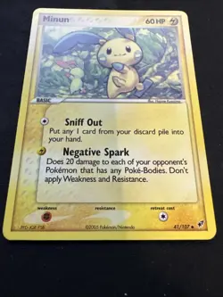 Pokemon Minun 41/107 Non-Holo Deoxys Card - Image 3