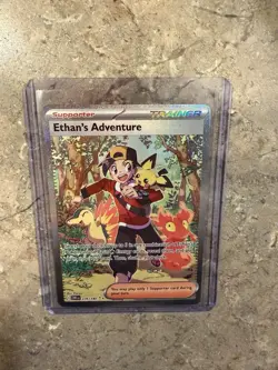 Pokemon TCG Destined Rivals Ethan's Adventure Full Art Trainer Card 236/182 - Image 1