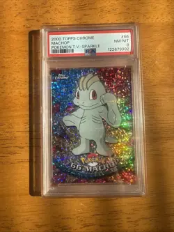 2000 Topps Chrome #66 Machop Sparkle PSA 8 NM-MT - Image 1