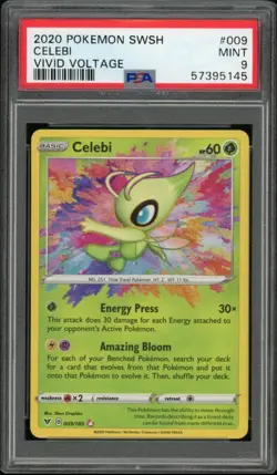 2020 Pokemon Sword Shield Vivid Voltage Celebi PSA 9 #009/185 - Image 1