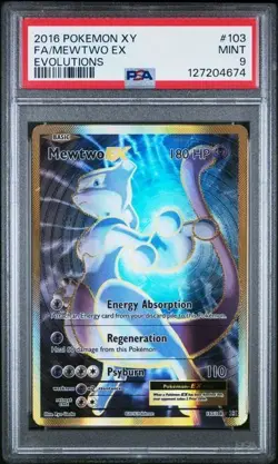 *New Cert Very Clean* 2016 POKEMON XY EVOLUTIONS #103 FULL ART/MEWTWO EX PSA 9 - Image 1