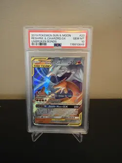 2019 Pokemon Sun & Moon Reshiram & Charizard Gx #20/214 Unbroken Bonds PSA 10 MT - Image 1