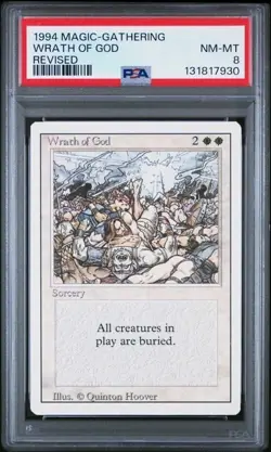 1994 Magic Gathering WRATH OF GOD Revised Ed. PSA 8 NM-MT! LOW POP, NEW SLAB! - Image 1