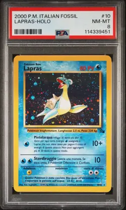 2000 Pokemon ITALIAN Unlimited Fossil Lapras Holo 10/62 PSA 8 NM-MT - Image 1