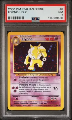 2000 Pokemon ITALIAN Unlimited Fossil Hypno Holo 8/62 PSA 7 NM - Image 1