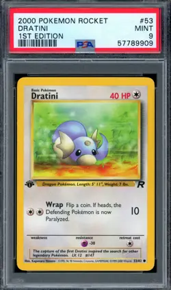 PSA 9 Pokemon 2000 1st Edition Team Rocket Dratini #53 - Image 1