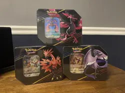 Pokemon Crown Zenith Tins Set of 3 Galarian Moltres, Articuno, Zapdos - Image 1