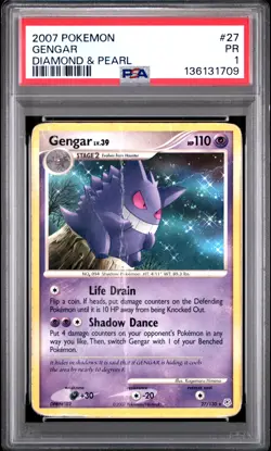 2007 POKEMON DIAMOND & PEARL #27 GENGAR PSA 1 - Image 1