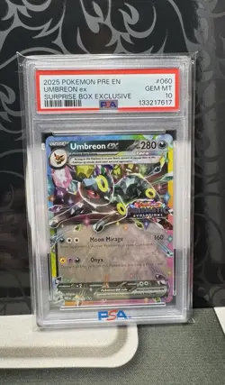 2025 Pokemon Prismatic Evolution Umbreon EX Surprise box Exclusive PSA 10 - Image 1