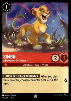 2023 Disney Lorcana - Rise of the Floodborn Simba Adventurous Successor Common - Image 1