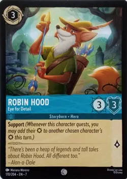 170/204 ROBIN HOOD EYE FOR DETAIL EN7 COMMON DISNEY LORCANA CARD - Image 1