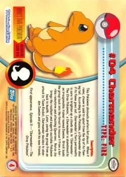 Charmander #04 - BLUE Logo - SILVER Holo - SERIES 1 - TOPPS POKEMON CARD - LP - Image 2