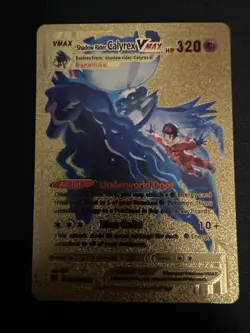 Shadow Rider Calyrex VMAX Metal Gold Foil Pokemon Card Fan Art Display Card - Image 1