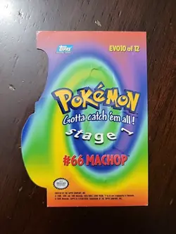 DMG! Machop #66 Die-Cut Embossed EVO10 - Pokemon Topps Series 3 - Blue Logo - Image 2