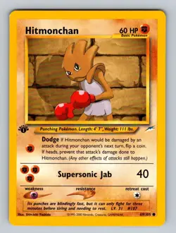 Hitmonchan 1st Edition Pokemon TCG Neo Destiny 069/105 NM - Image 1