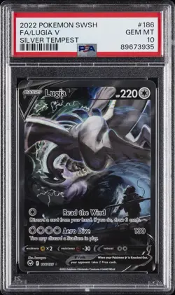 2022 POKEMON SWORD & SHIELD SILVER TEMPEST #186 FULL ART/LUGIA V PSA 10 - Image 1