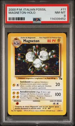 2000 Pokemon ITALIAN Unlimited Fossil Magneton Holo 11/62 PSA 8 NM-MT - Image 1