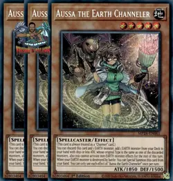 Yugioh 3x Aussa the Earth Channeler MP24-EN061 Prismatic Secret Rare 1st Ed NM - Image 1