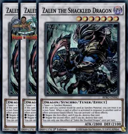 Yugioh! 3x Zalen the Shackled Dragon BPRO-EN042 Super Rare 1st Ed NM - Image 1