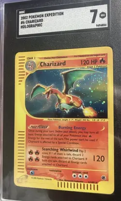 2002 Pokemon Expedition Base Set SGC 7 Charizard HOLO Rare Beautiful Card - Image 1