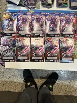 Lot Of 10 Newtype Rising Gundam Card Game Blister Pack Boosters GD01 Sleeved - Image 1