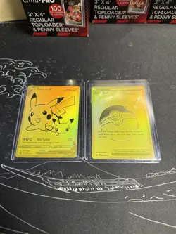 Pikachu v Gold and Pokeball SWSH145/SWSH146 Pokemon TCG Celebrations - Image 1