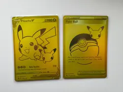 Pokemon TCG Celebrations Pikachu v Gold and Pokeball SWSH145/SWSH146 - Image 1