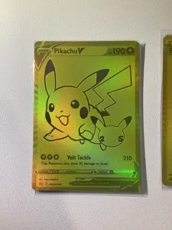 Pokemon TCG Celebrations Pikachu v Gold and Pokeball SWSH145/SWSH146 Mint - Image 2