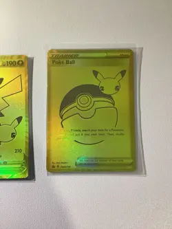 Pokemon TCG Celebrations Pikachu v Gold and Pokeball SWSH145/SWSH146 Mint - Image 3
