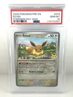 Eevee Prismatic Evolutions 074 Pokemon Day 2025 Stamped Promo PSA 10 Gem Mint - Image 1
