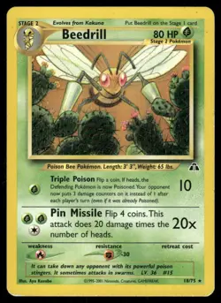 Pokemon Tcg Beedrill #18 Pokemon Neo Discovery MP - Image 1