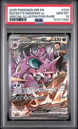 2025 Pokemon Team Rocket's Nidoking ex Special Illustration Rare 233/182 PSA 10 - Image 1