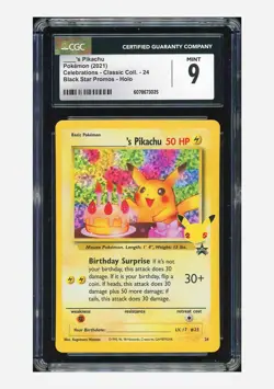 Pokemon CGC 9 Birthday Pikachu Holo 2021 #24 Celebrations Classic English - Image 1
