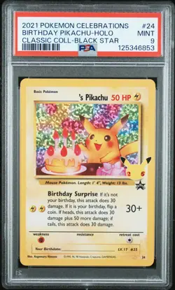 2021 POKEMON CELEBRATIONS CLASSIC COLLECTION #24 BIRTHDAY PIKACHU-HOLO PSA 9 - Image 1