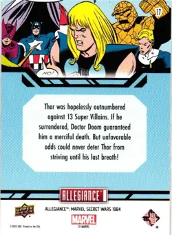 THOR #17 BASE Upper Deck Marvel Allegiance Secret Wars COLLECTIBLE CARD - Image 2