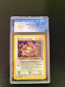 TEAM ROCKET’S MEOWTH Pokemon Card WOTC Black Star Promo - #18 - CGC 10 PRISTINE - Image 1