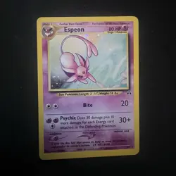 Pokemon TCG Espeon 1/75 Neo Discovery Holo Rare 80 HP English Card 2001 - Image 1