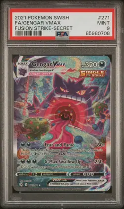 Pokemon TCG Gengar VMAX Alternate Art Fusion Strike PSA 9 - Image 1