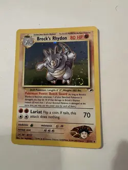 Pokemon TCG Brock's Rhydon Gym Heroes 2/132 Holo Unlimited Rare - Image 1