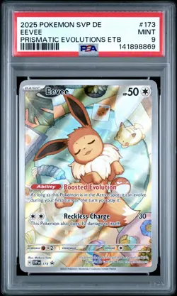 2025 POKEMON SVP EN-SV BLACK STAR PROMO #173 EEVEE PRISMATIC EVOLUTIONS PSA 9 - Image 1