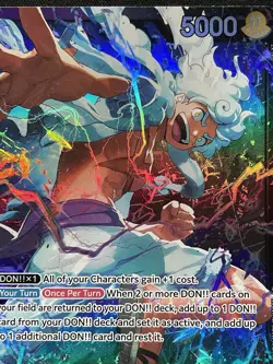 CARD ONE PIECE TCG - Monkey D Luffy Leader Gear 5 Alt Art Op09 NEAR MINT English - Image 2